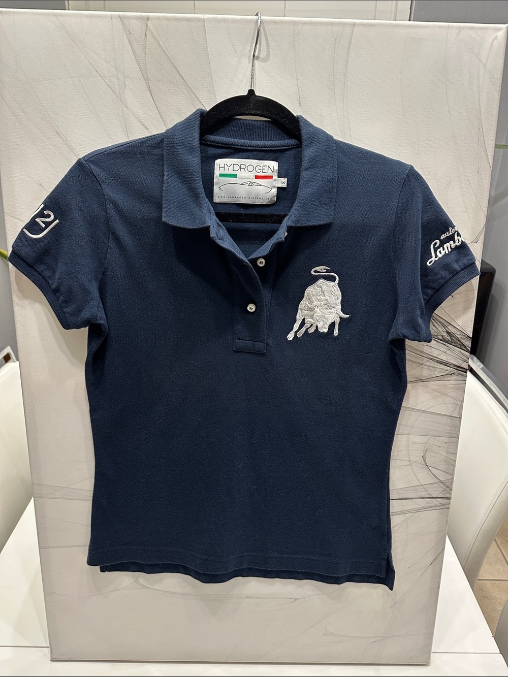 Hydrogen x Automobili Lamborghini Navy Polo Shirt Women's Sz Small S